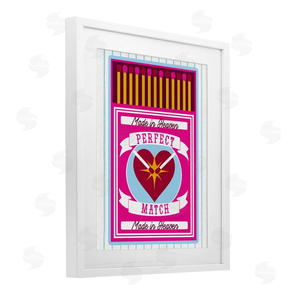 Daphne Polselli Perfect Match Made In Heaven White Framed Print Under Glass Wall Art