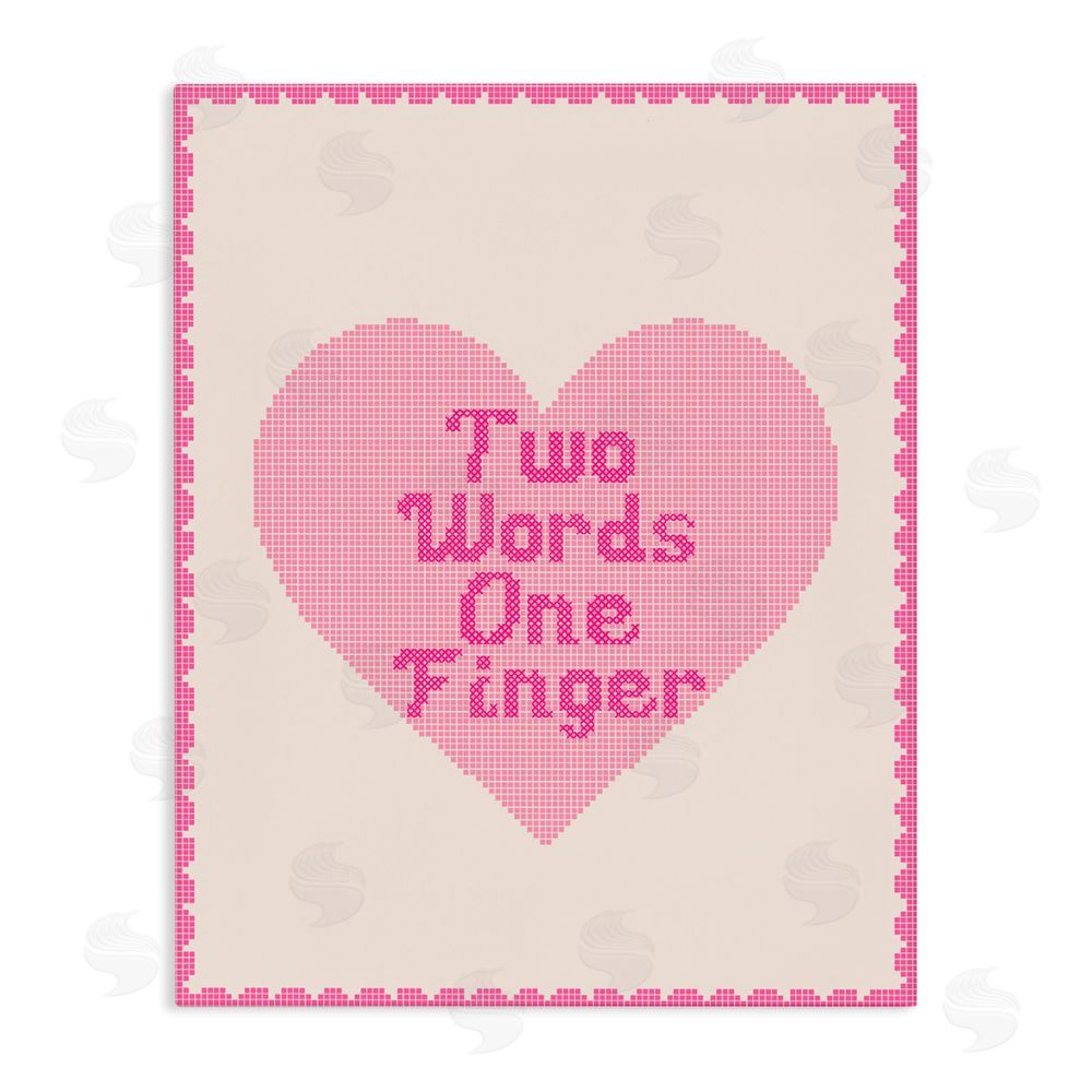 Lil' Rue Two Words One Finger Heart Stretched Canvas Wall Art Print