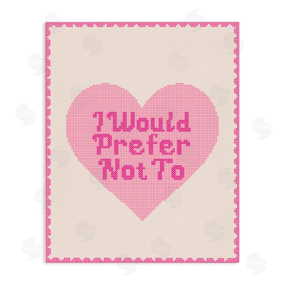 Daphne Polselli I Would Prefer Not To Pink Heart Stretched Canvas Wall Art