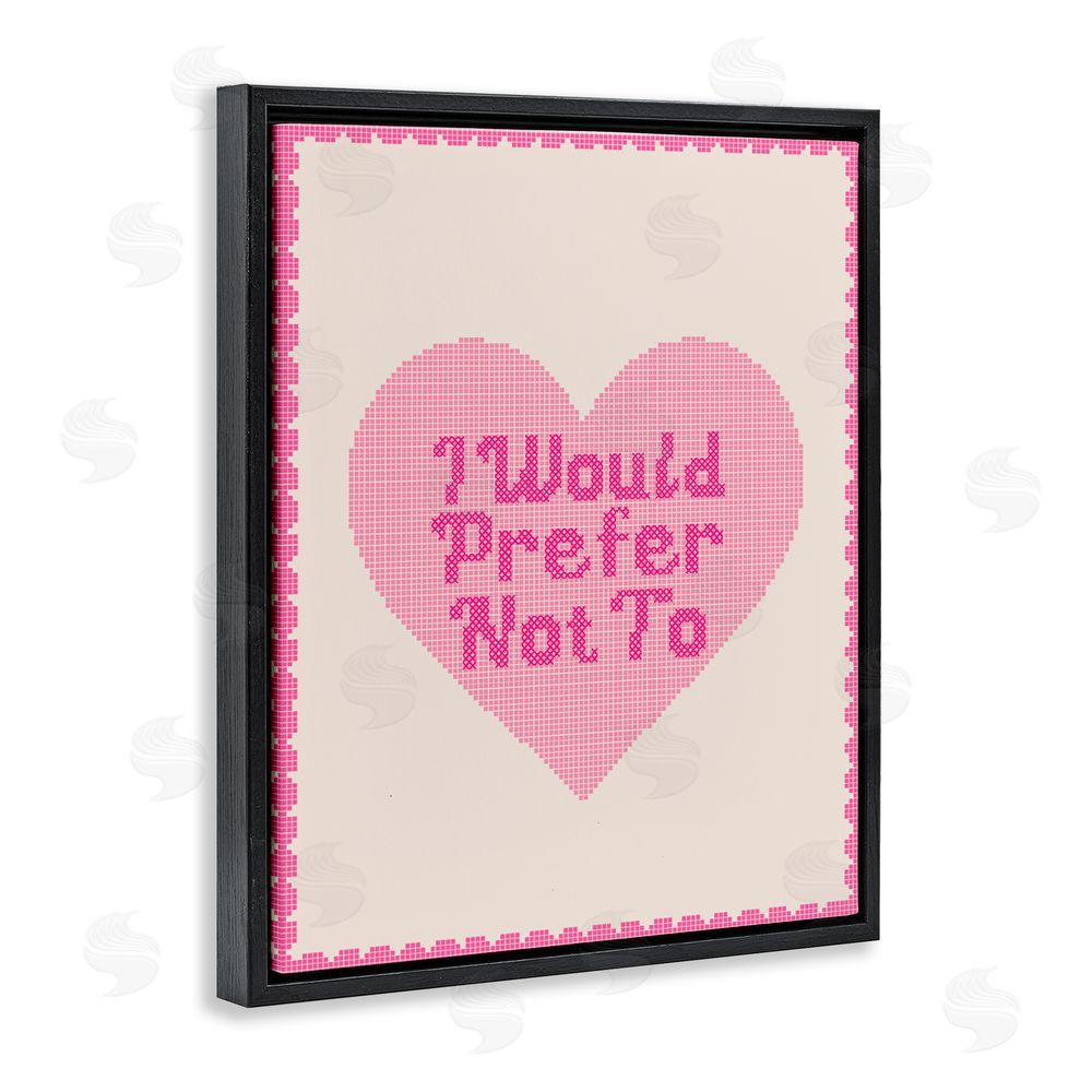 Daphne Polselli I Would Prefer Not To Pink Heart Black Floating Framed Canvas Wall Art