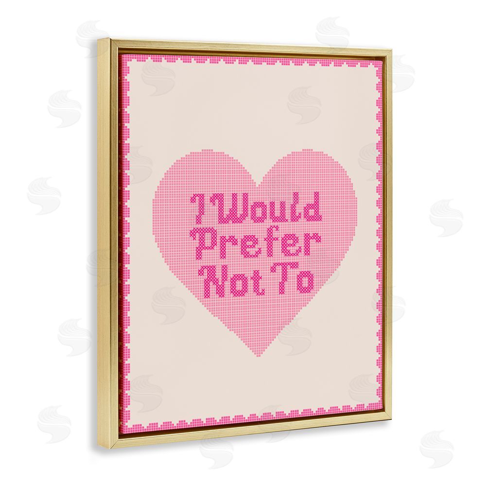 Daphne Polselli I Would Prefer Not To Pink Heart Gold Floating Framed Canvas Wall Art