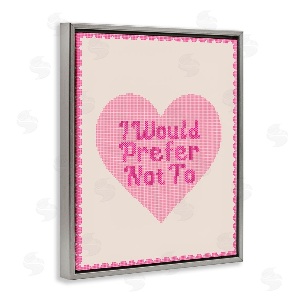 Daphne Polselli I Would Prefer Not To Pink Heart Gray Floating Framed Canvas Wall Art