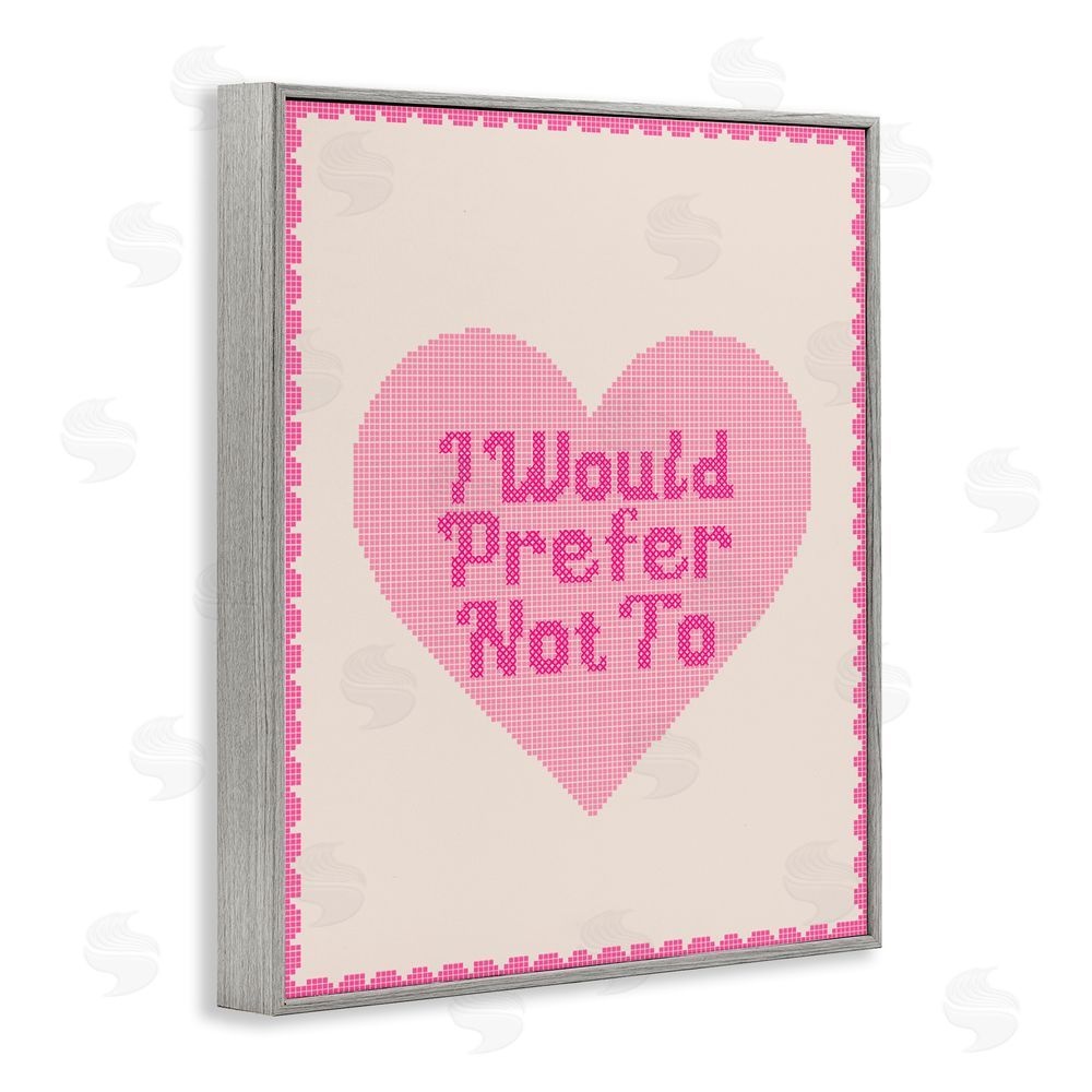 Daphne Polselli I Would Prefer Not To Pink Heart Gray Framed Giclee Wall Art