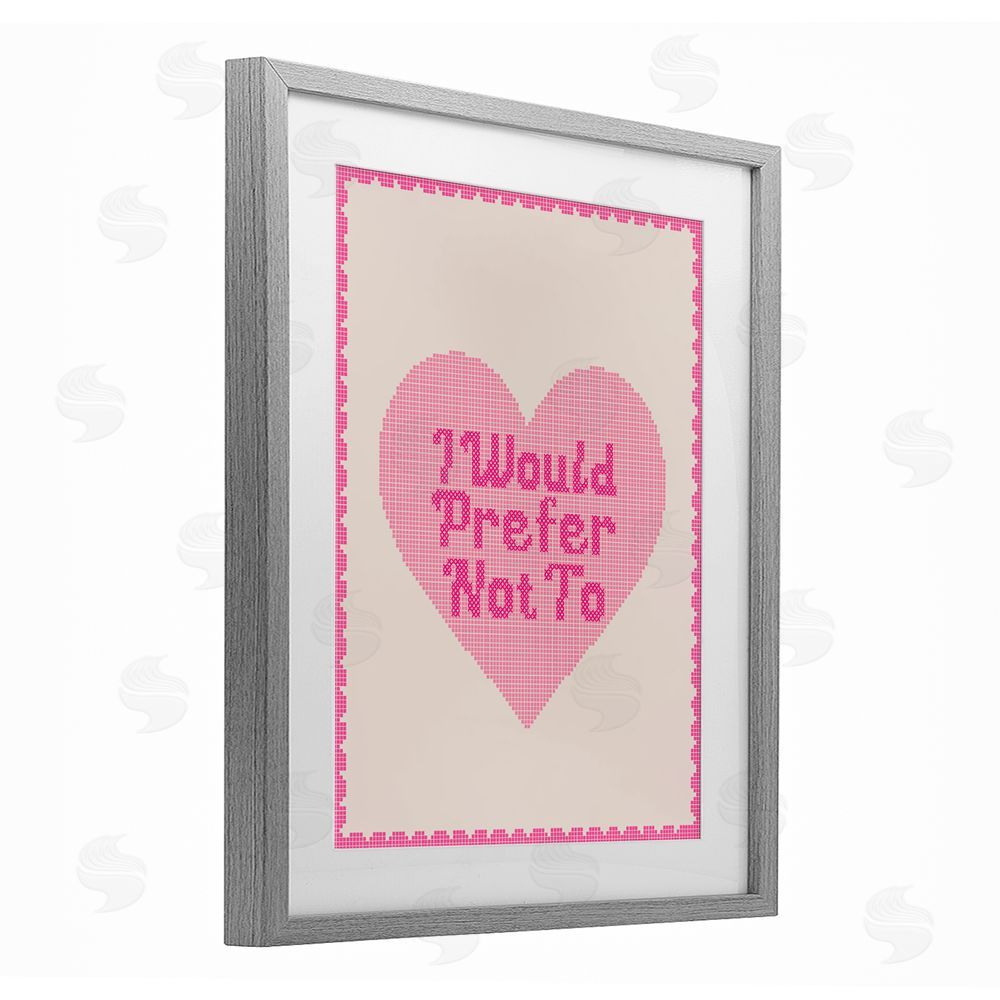 Daphne Polselli I Would Prefer Not To Pink Heart Gray Framed Print Under Glass Wall Art