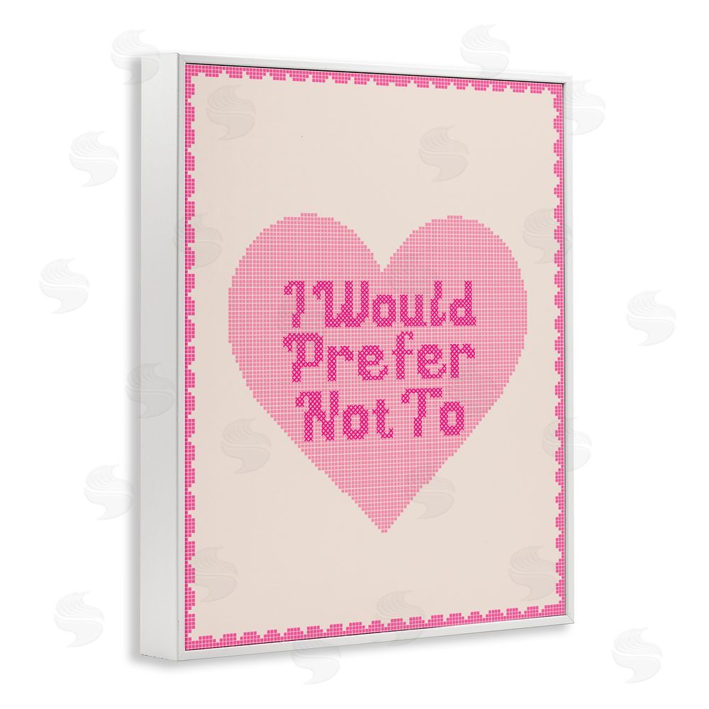 Daphne Polselli I Would Prefer Not To Pink Heart White Framed Giclee Wall Art