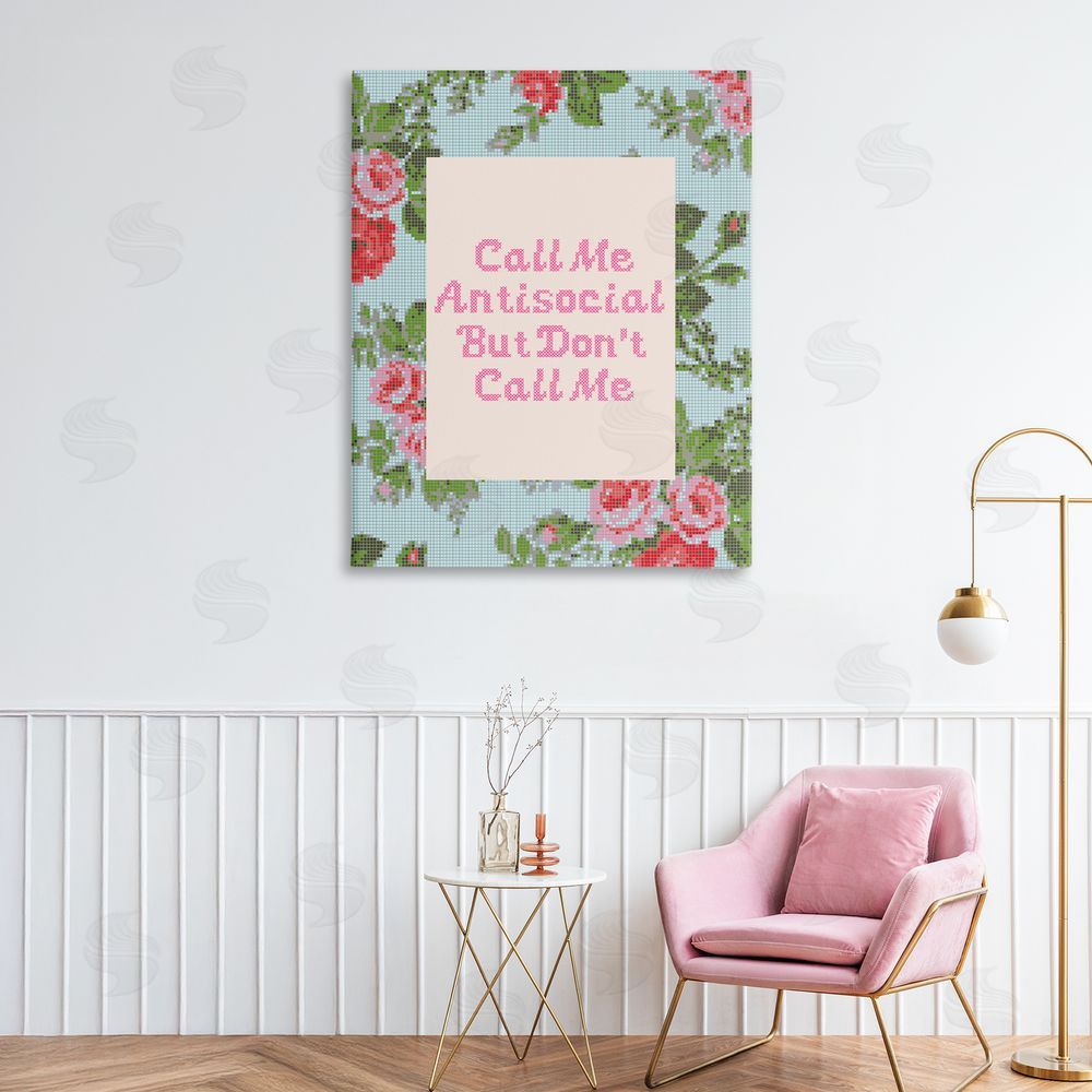 Lil' Rue Don't Call Me Vintage Florals Stretched Canvas Wall Art in Room