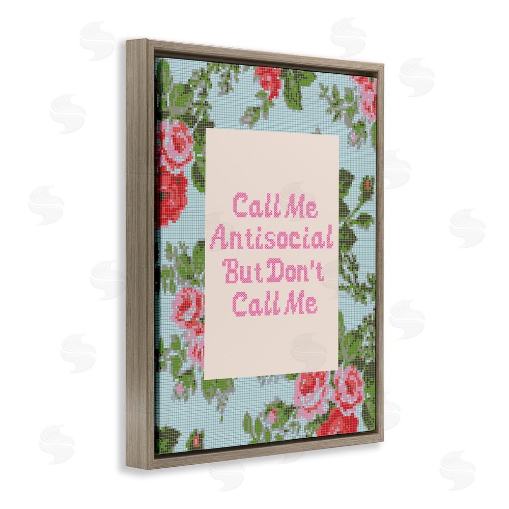 Lil' Rue Don't Call Me Vintage Florals Brown Floating Frame Canvas Wall Art Print