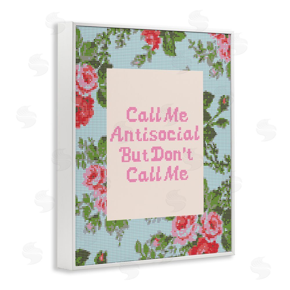 Lil' Rue Don't Call Me Vintage Florals White Framed Giclee Wall Art Print