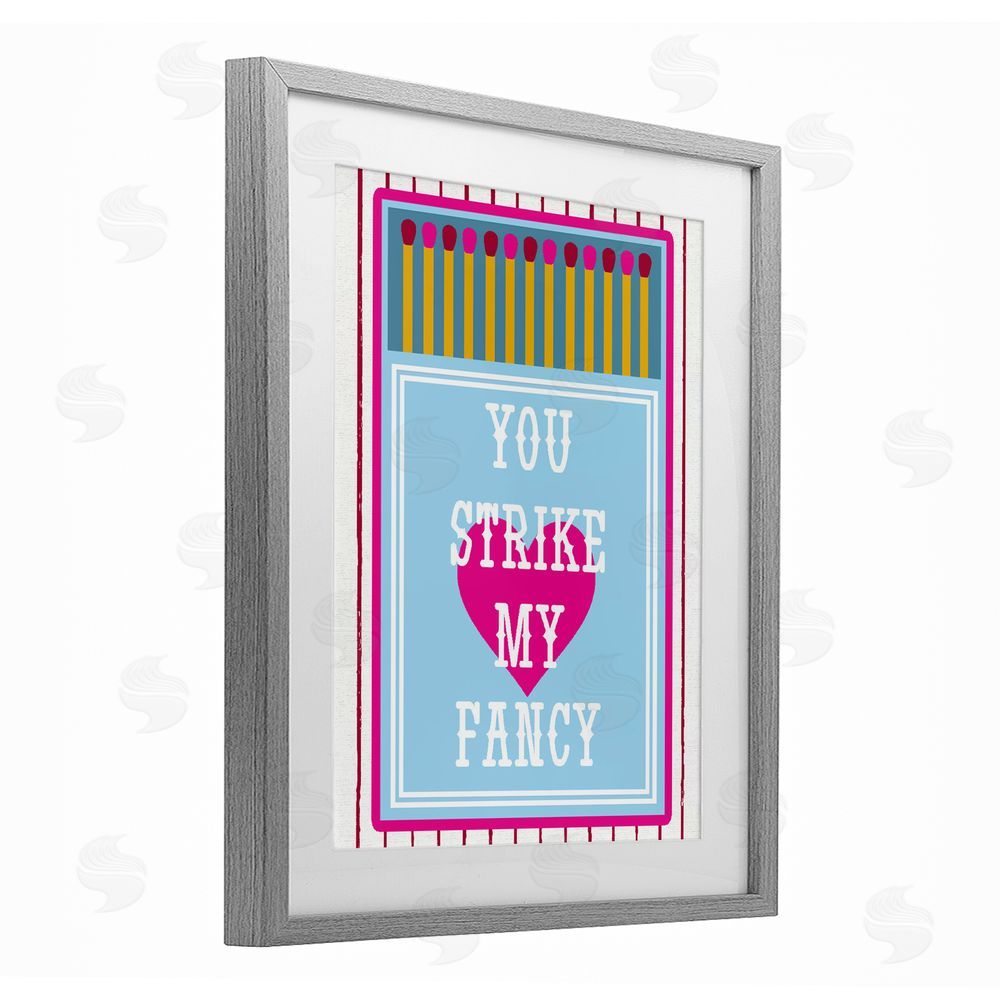Lil' Rue You Strike My Fancy Gray Framed Print Under Glass with White Mat Wall Art