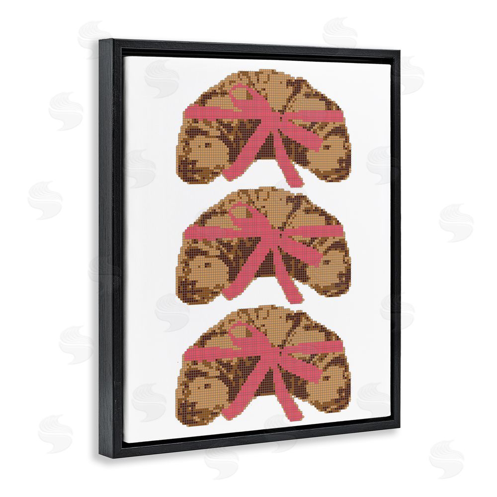 Lil' Rue Trio of Ribbon Croissants Black Floating Framed Canvas Wall Art Print