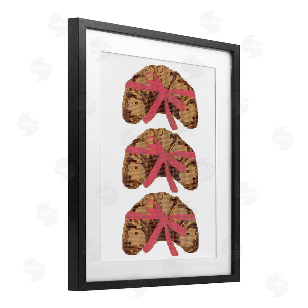 Lil' Rue Trio of Ribbon Croissants Black Framed Print Under Glass with White Mat Wall Art