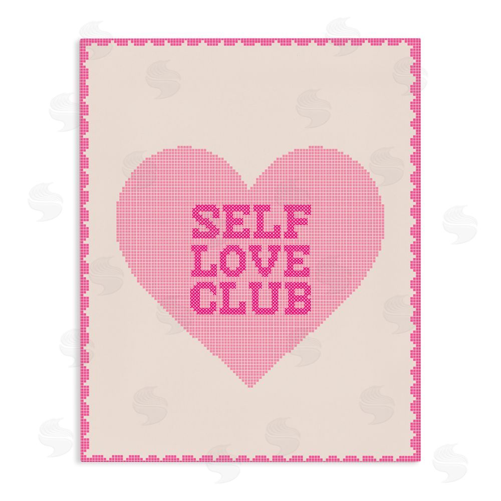 Lil' Rue Self Love Club Pixel Heart Stretched Canvas Wall Art Print