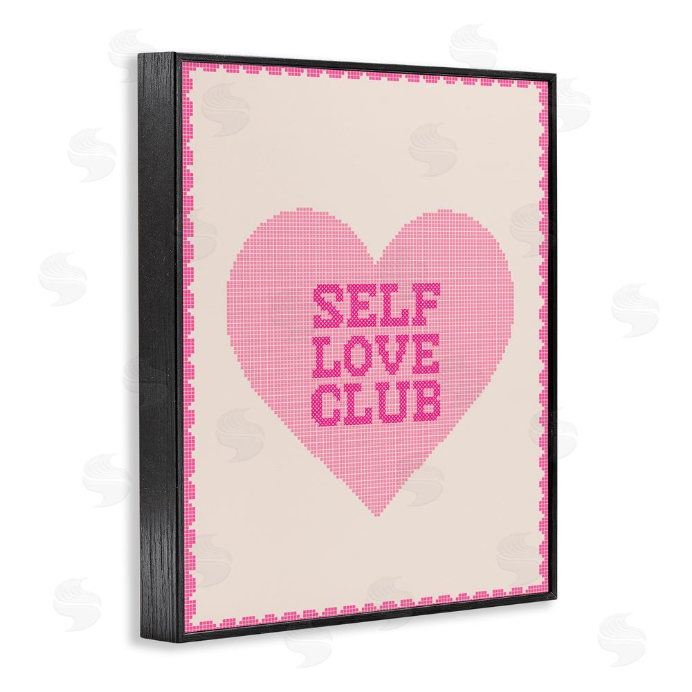 Lil' Rue Self Love Club Pixel Heart Black Framed Giclee Wall Art Print