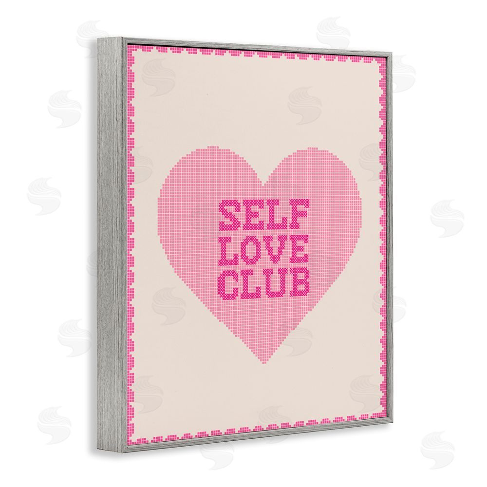 Lil' Rue Self Love Club Pixel Heart Gray Framed Giclee Wall Art Print