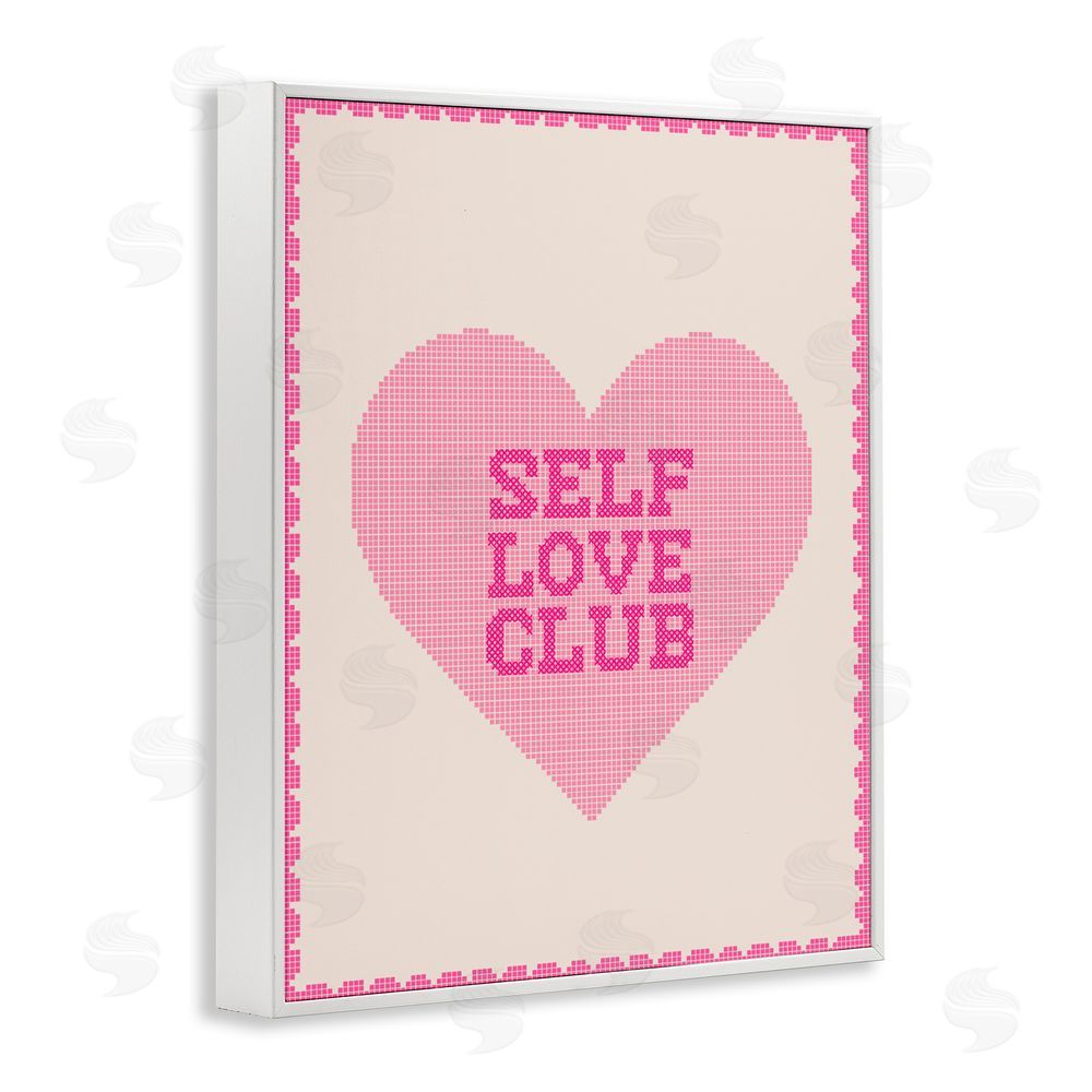 Lil' Rue Self Love Club Pixel Heart White Framed Giclee Wall Art Print