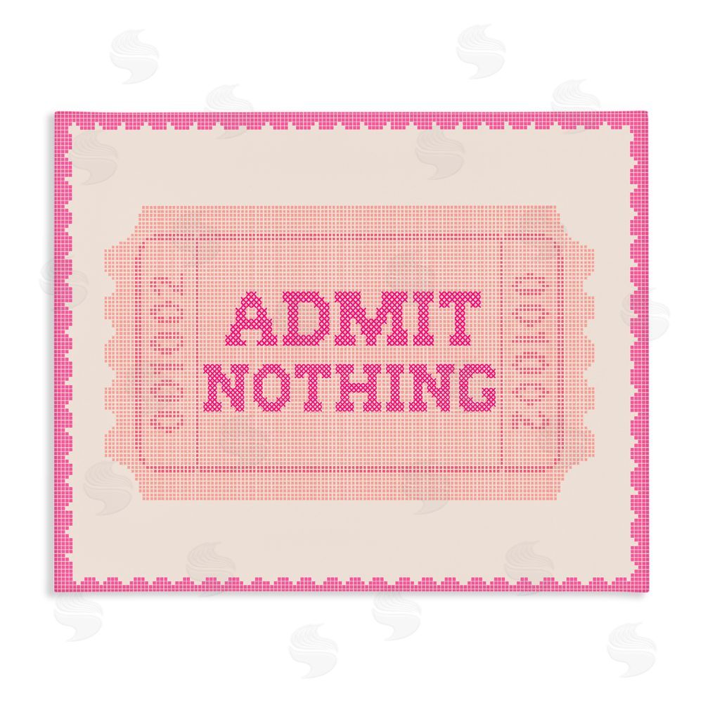 Stupell Studio Admit Nothing Retro Pink Ticket Stretched Canvas Wall Art Print