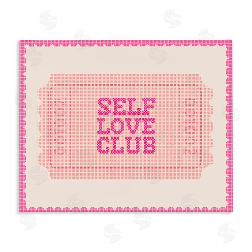 Lil' Rue Self Love Club Retro Ticket Stretched Canvas Wall Art Print