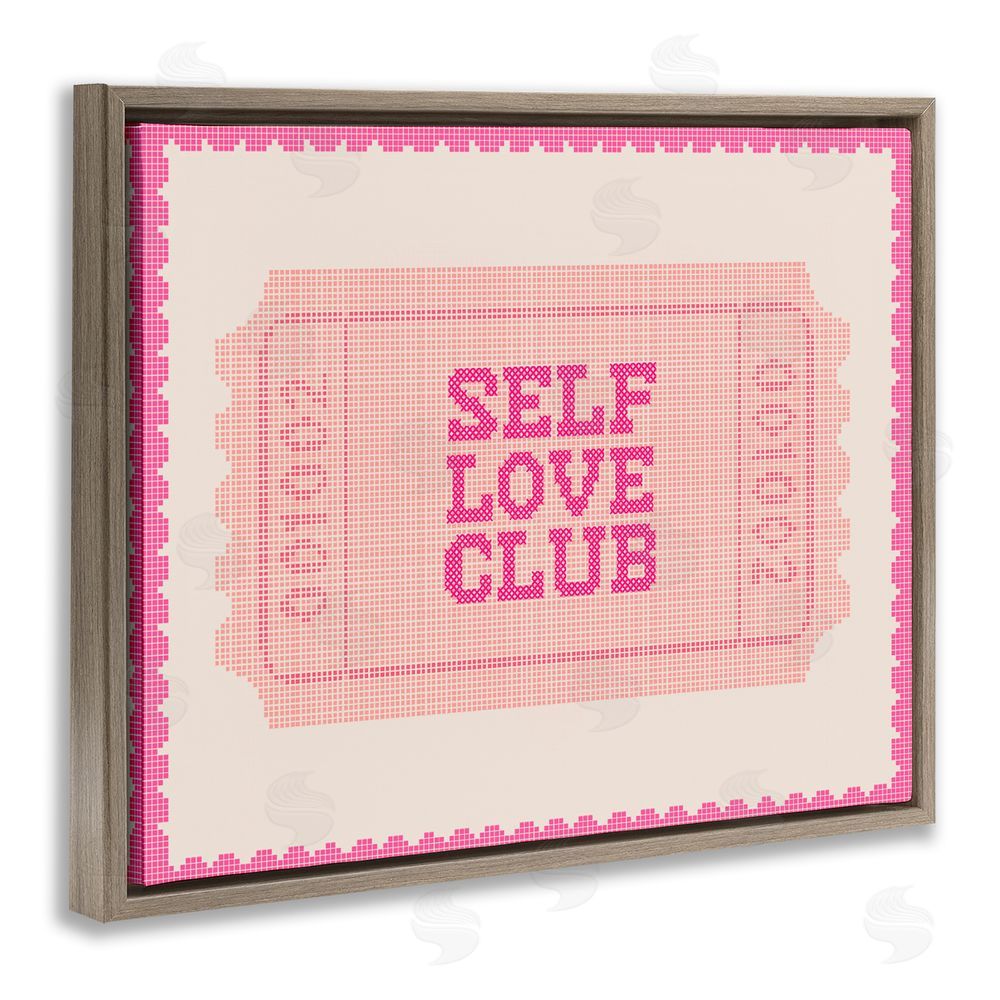 Lil' Rue Self Love Club Retro Ticket Brown Floating Framed Canvas Wall Art Print