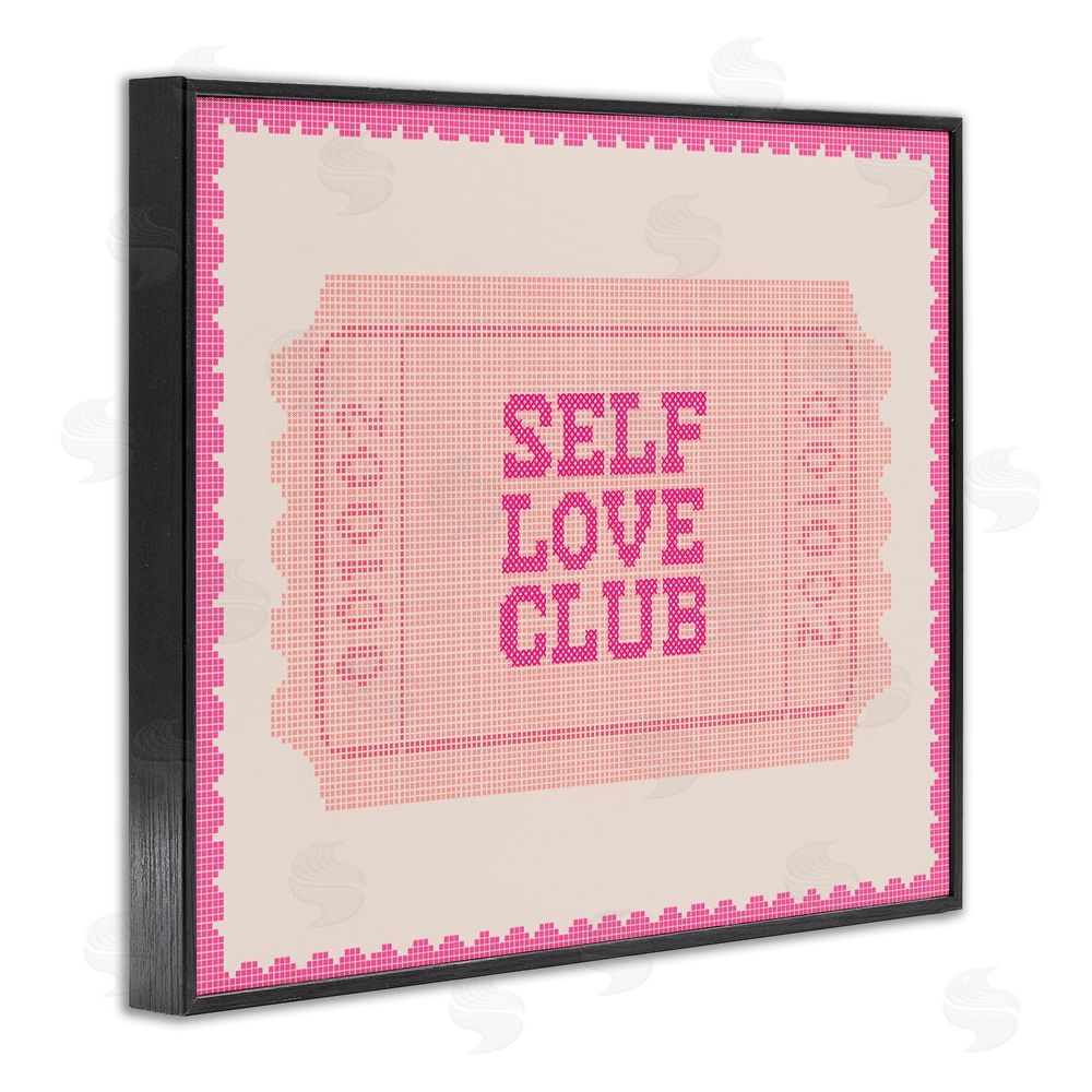 Lil' Rue Self Love Club Retro Ticket Black Framed Giclee Wall Art Print
