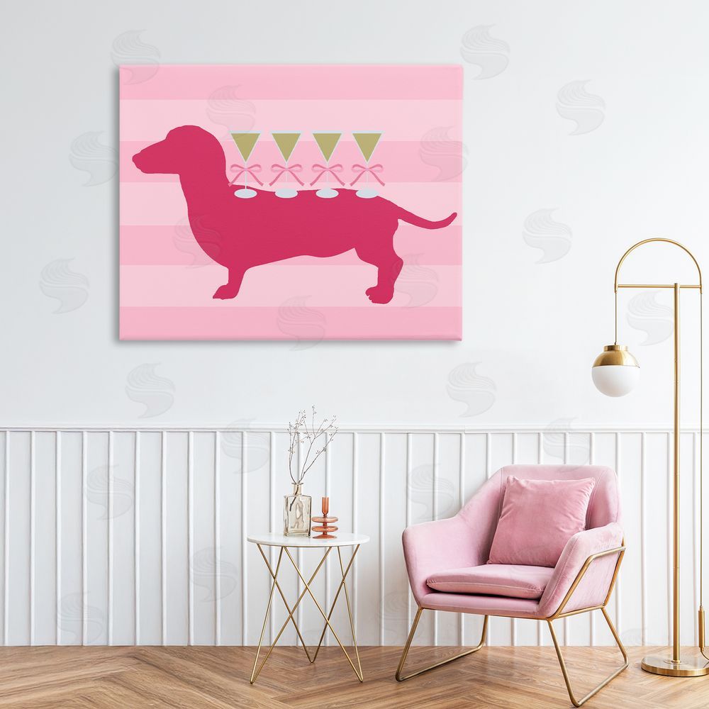 Daphne Polselli Pink Dachshund With Martinis Stretched Canvas Wall Art in Room