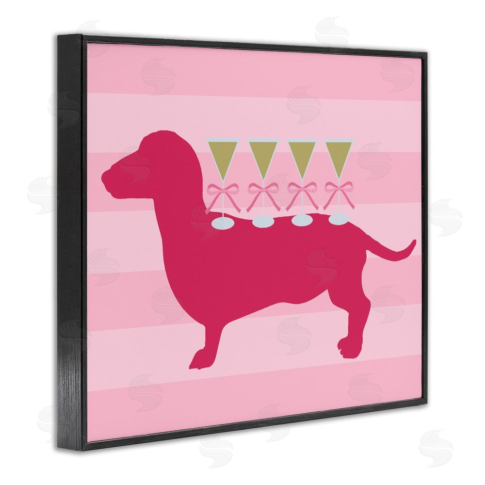 Daphne Polselli Pink Dachshund With Martinis Black Framed Giclee Wall Art