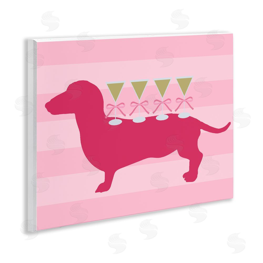 Daphne Polselli Pink Dachshund With Martinis Wall Plaque Home Decor Art Print