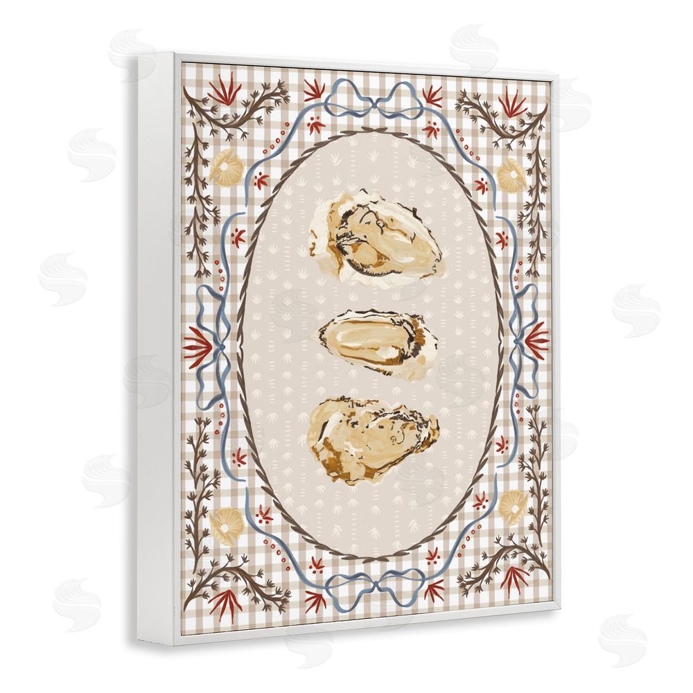 Vero Illustrates Vintage Oyster Trio White Framed Giclee Wall Art Print