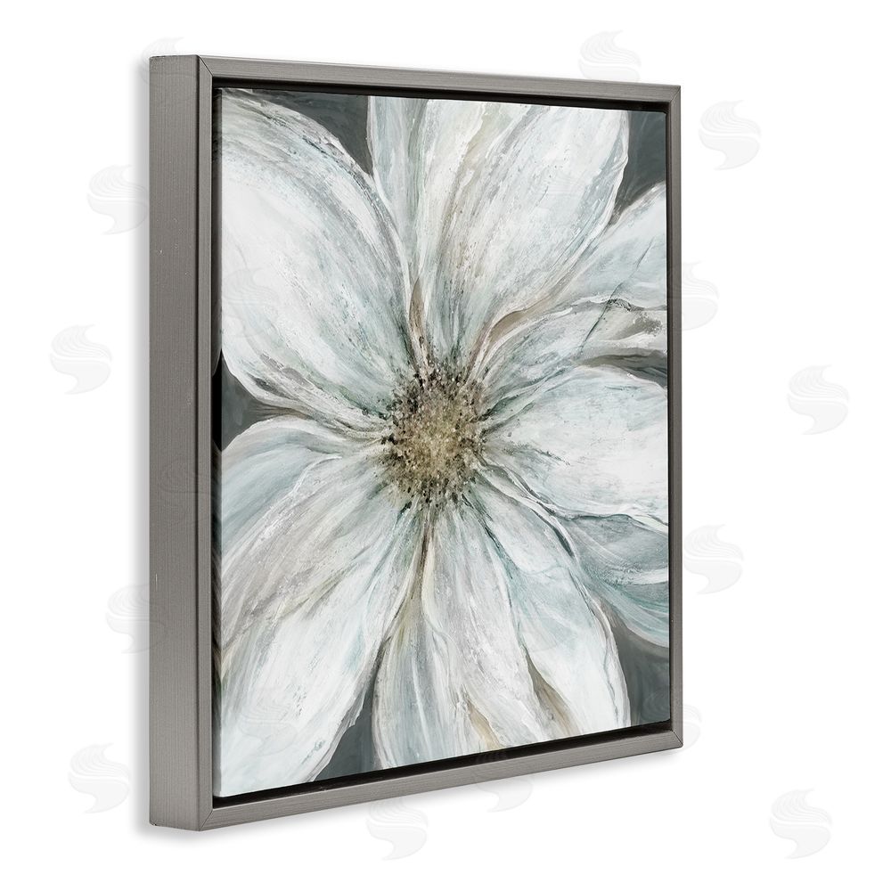 Carol Robinson Large White Flower Closeup Gray Floating Frame Canvas Wall Art Print