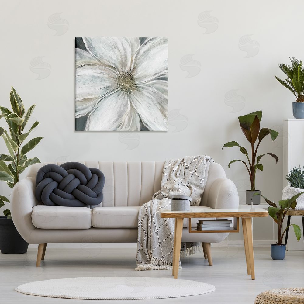Carol Robinson Closeup Serene White Blossom Stretched Canvas Wall Art in Room