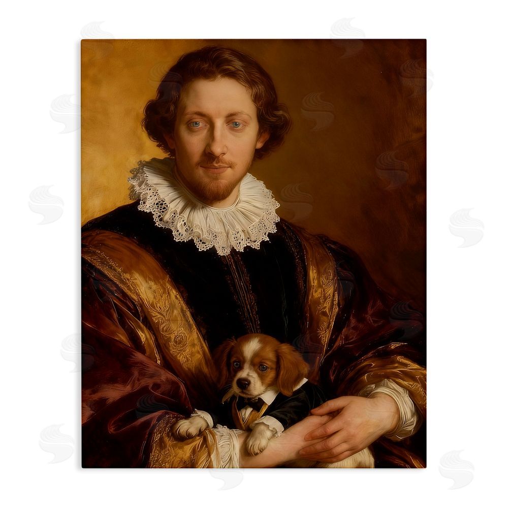 CAD Designs Renaissance Noble with Loyal Companion Stretched Canvas Wall Art Print