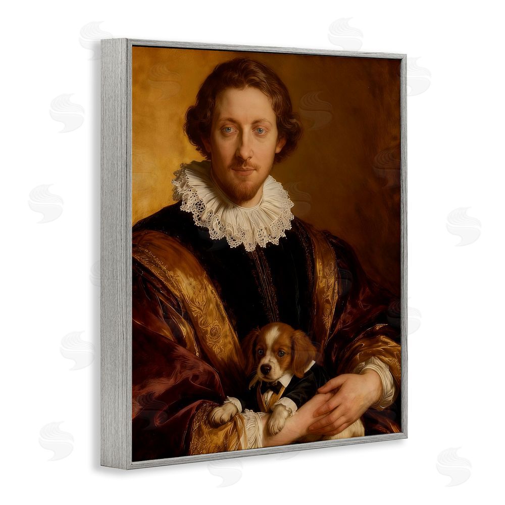 CAD Designs Renaissance Noble with Loyal Companion Gray Framed Giclee Wall Art Print