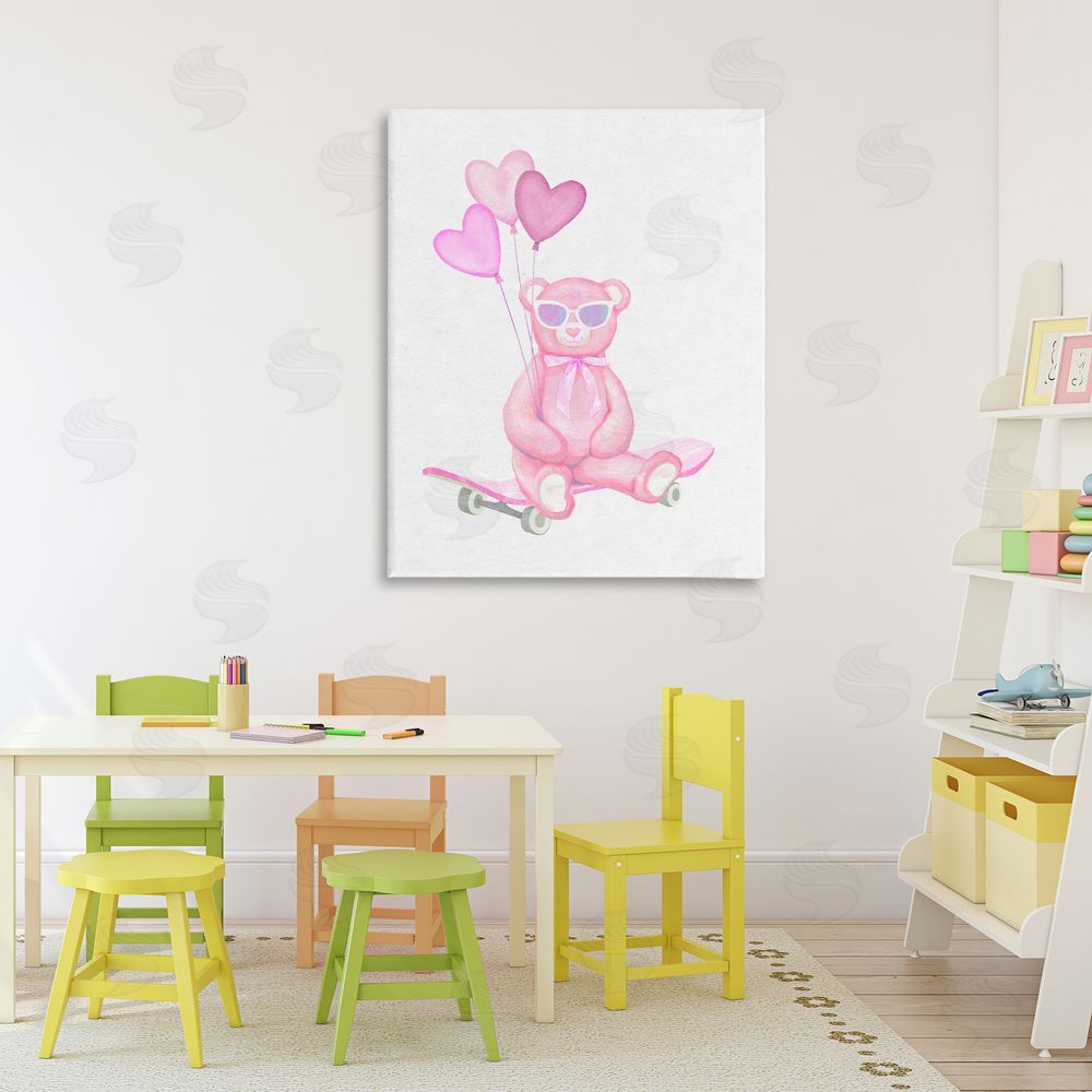 Ziwei Li Pink Teddy with Heart Balloons