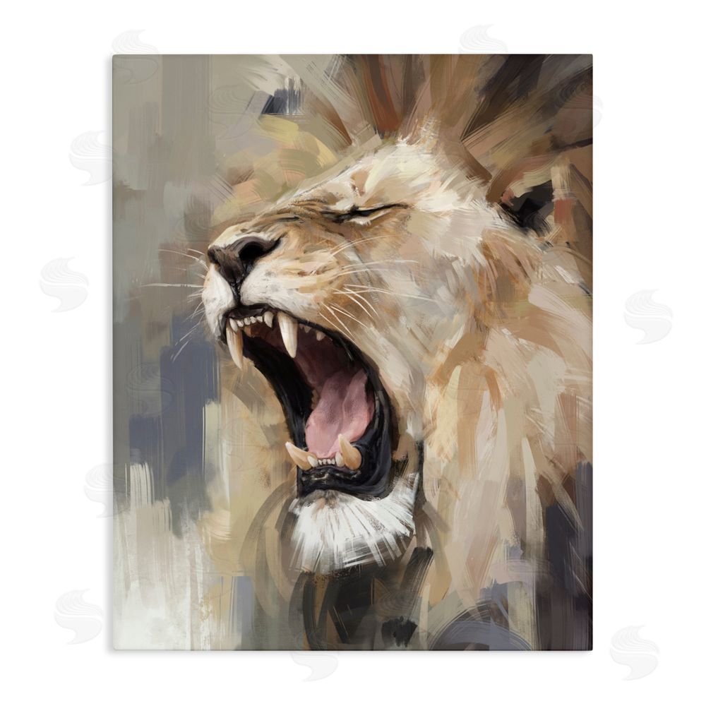 Ziwei Li Intense Roaring Lion Stretched Canvas Wall Art Print