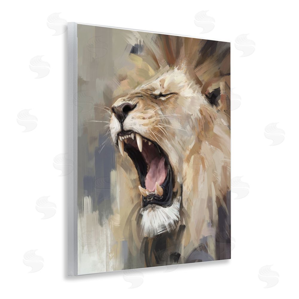 Ziwei Li Intense Roaring Lion Wooden Wall Plaque Art Print