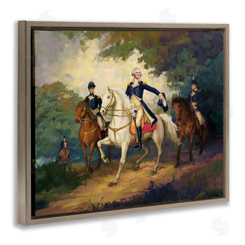 Ziwei Li Regal Commander on Horseback Brown Floating Frame Canvas Wall Art Print