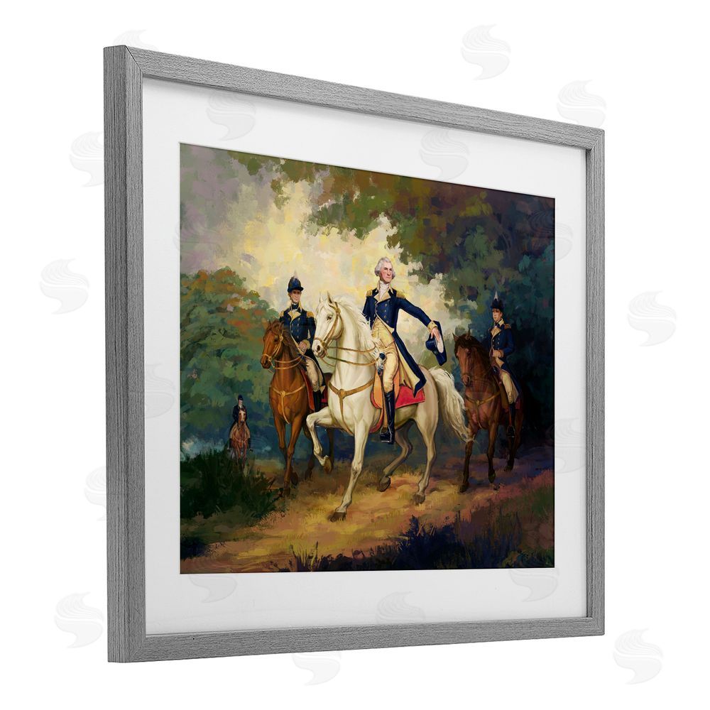 Ziwei Li Regal Commander on Horseback Gray Framed Print Under Glass Wall Art