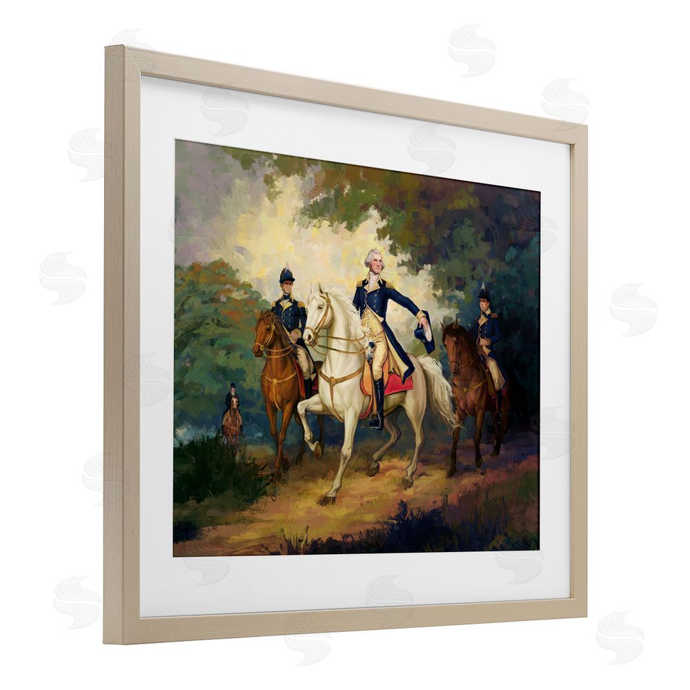 Ziwei Li Regal Commander on Horseback Brown Framed Print Under Glass Wall Art