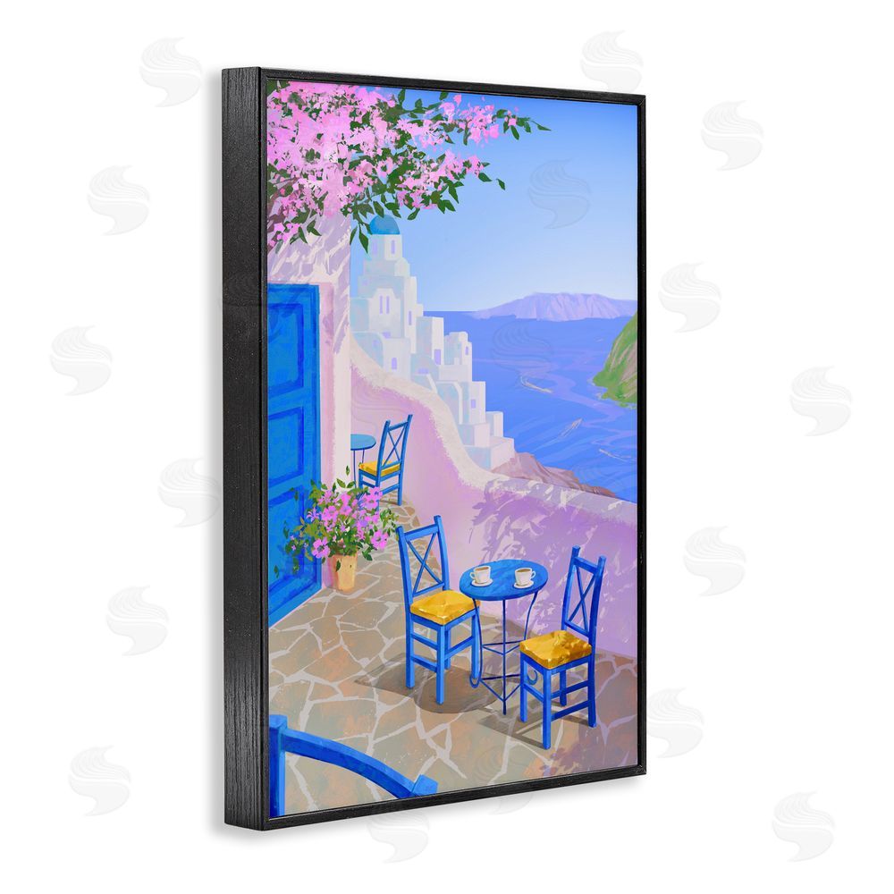 Ziwei Li Sunlit Ocean View Terrace Black Framed Giclee Wall Art Print