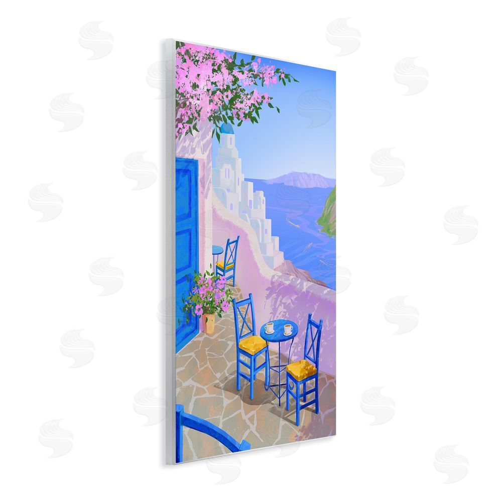 Ziwei Li Sunlit Ocean View Terrace Wooden Wall Plaque Art Print