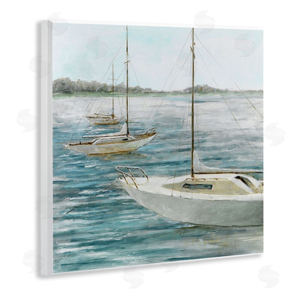 Lorenzo Collective Small Boats Resting in Harbor Wooden Wall Plaque Art Print