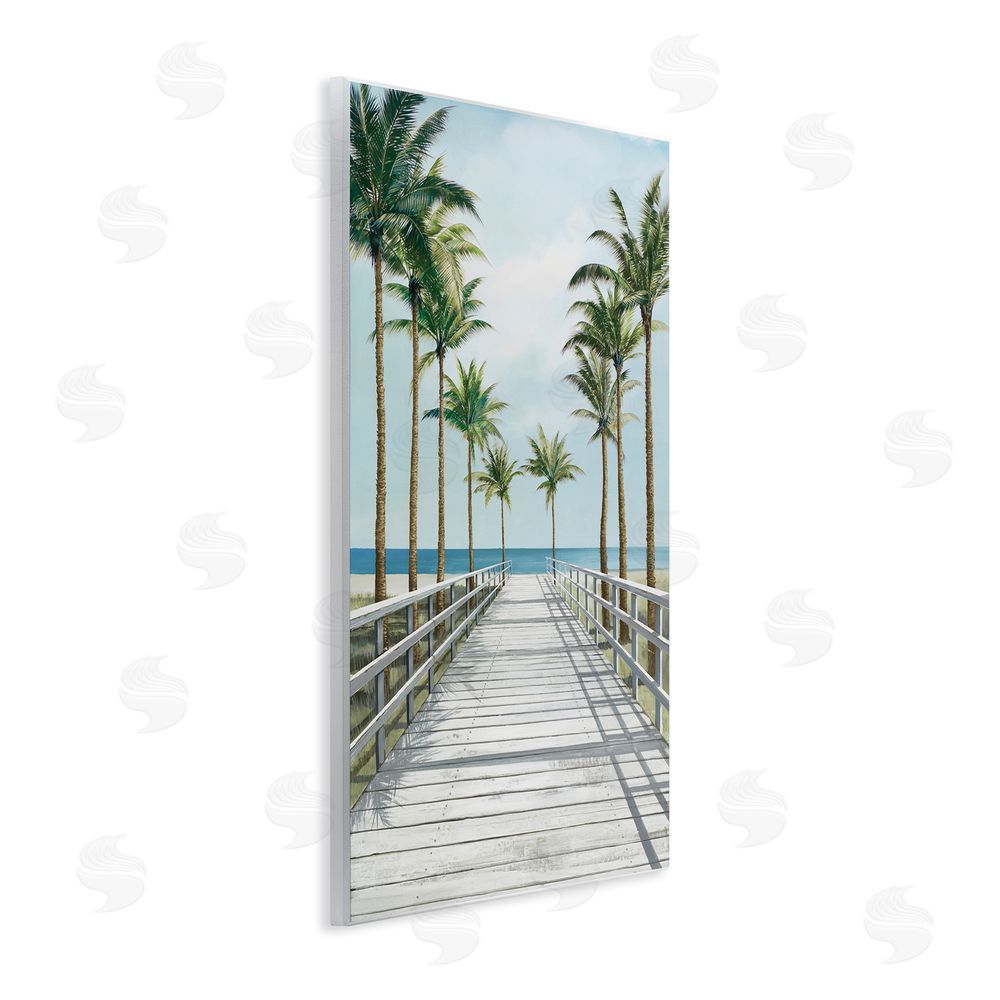 Lorenzo Collective Palm Lined Boardwalk To The Beach Wooden Wall Plaque Art Print