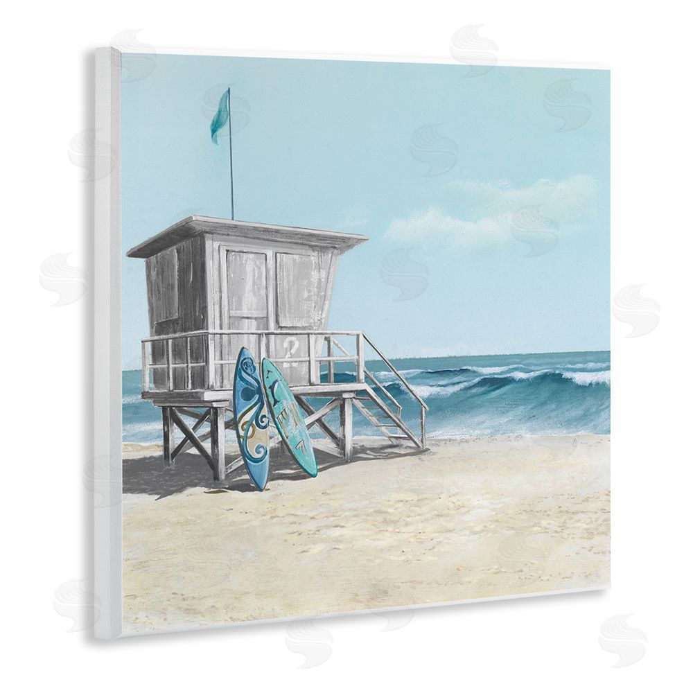 Lorenzo Collective Lifeguard Stand with Blue Boards Wooden Wall Plaque Art Print