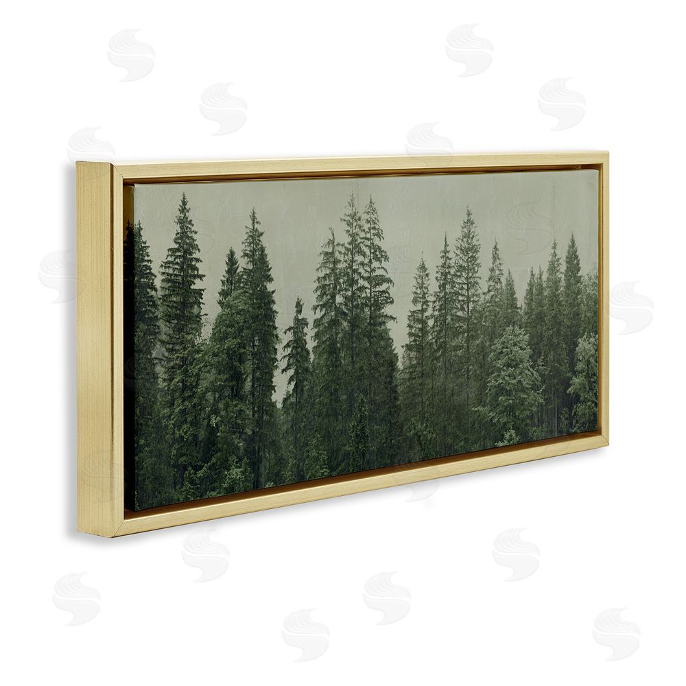 Patricia Pinto Tranquil Emerald Forest Canopy Gold Floating Frame Canvas Wall Art Print