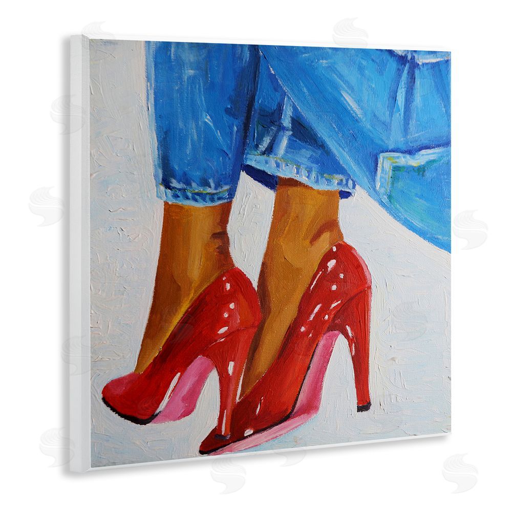Violeta Vollmer Glossy Red Pumps & Jeans Wall Plaque Home Decor Art Print
