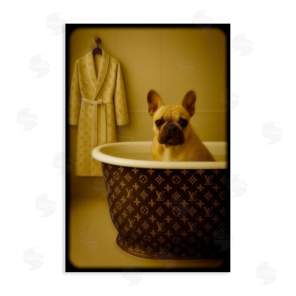 Grotto Studios Couture French Bulldog in Luxury Tub Stretched Canvas Wall Art