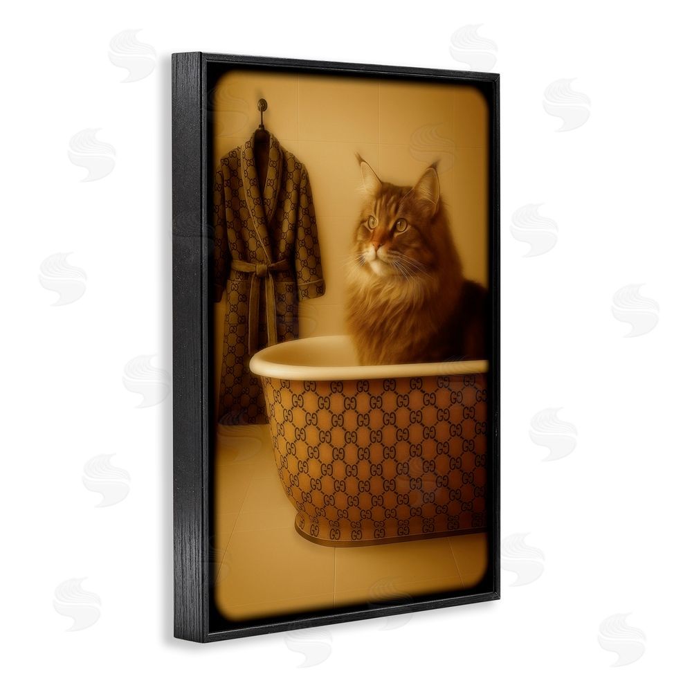 Grotto Studios Couture Main Coon in Luxury Tub Black Framed Giclee Wall Art Print