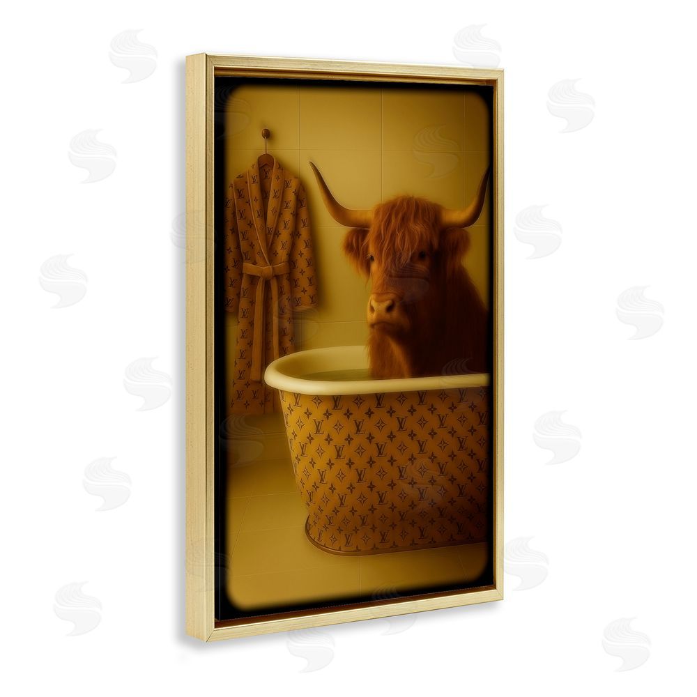 Grotto Studios Couture Highland in Luxury Tub Gold Floating Frame Canvas Wall Art Print
