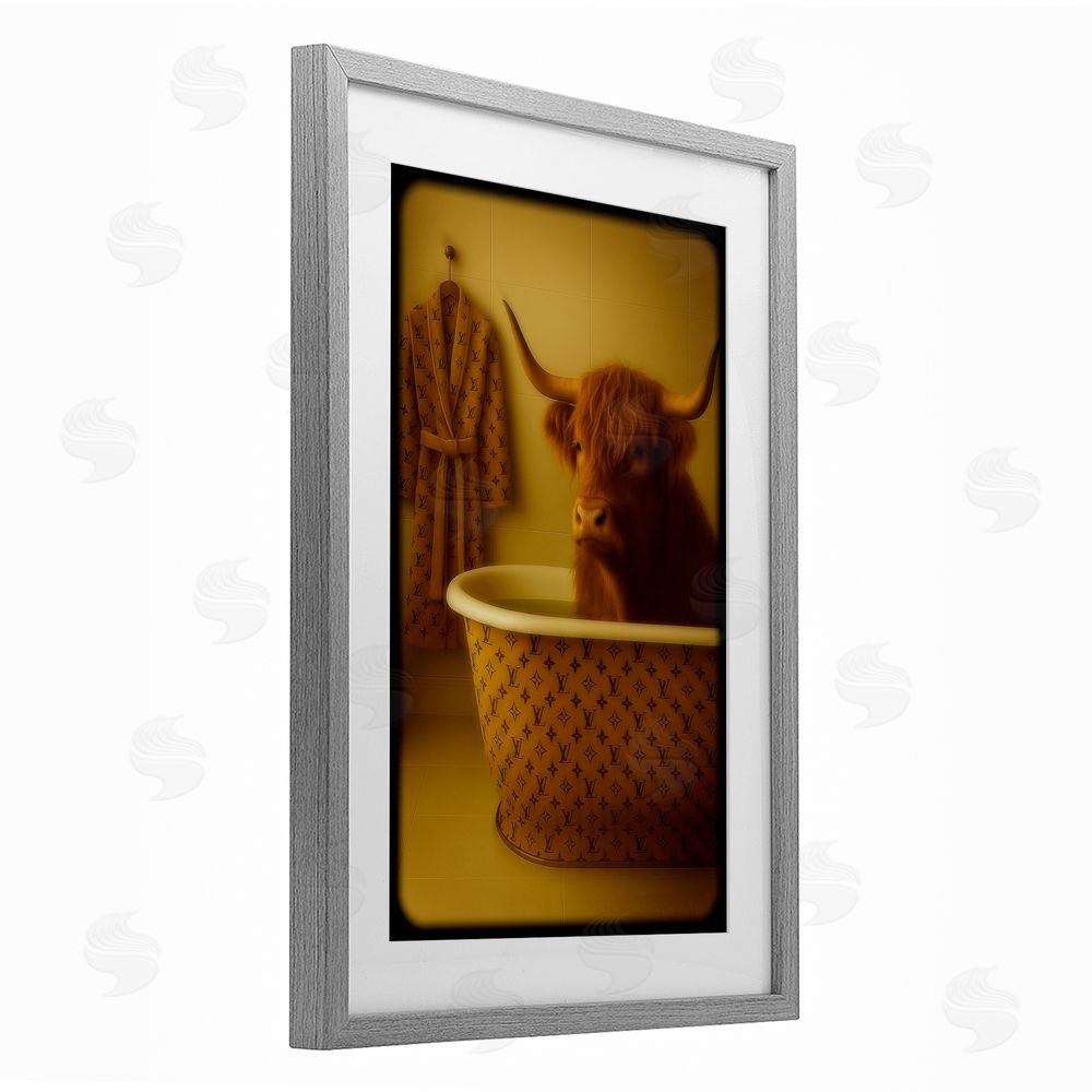 Grotto Studios Couture Highland in Luxury Tub Gray Framed Print Under Glass Wall Art