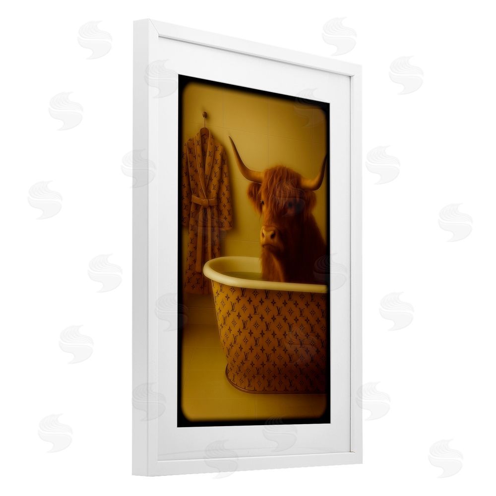 Grotto Studios Couture Highland in Luxury Tub White Framed Print Under Glass Wall Art