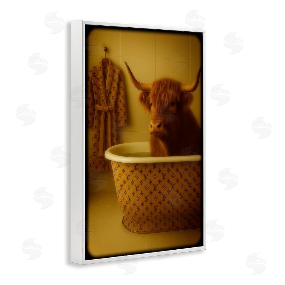 Grotto Studios Couture Highland in Luxury Tub White Framed Giclee Wall Art Print